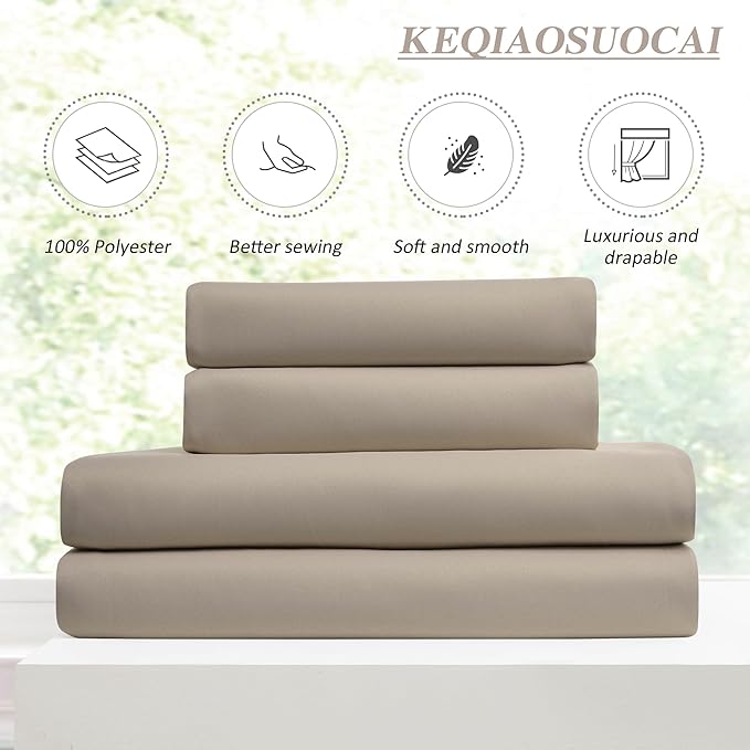 KEQIAOSUOCAI Pinch Pleated Curtains 120 Inch Long,Memory Trained Pleated Viral Window Drapes with Hooks 10 FT Tall Curtains for Living Room Bedroom (Khaki Taupe,40W x 120L x 2 Panels)