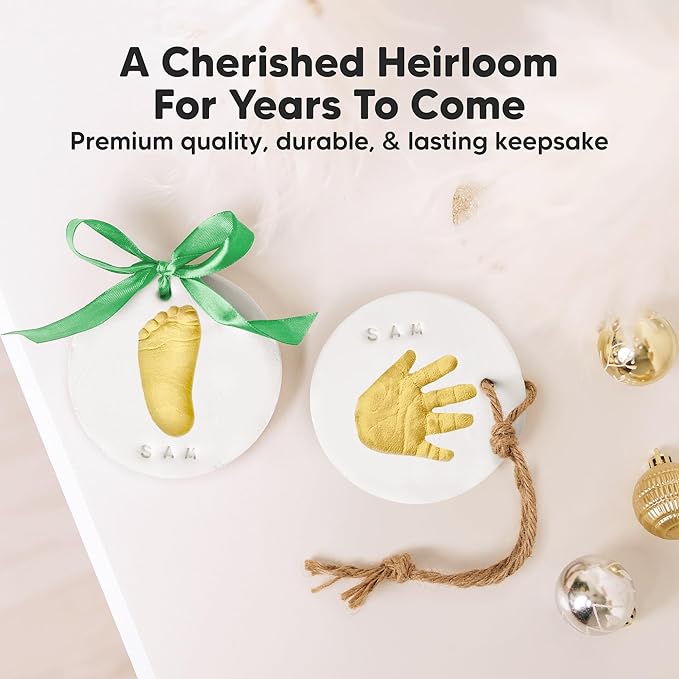 Baby Hand and Footprint Kit Girls, Boys - Personalized Baby Footprint Ornament Kit, Newborn Keepsake Gifts for New Mom, Easy to Use Handprint Makers, Cute Shower Gifts (Squash,Multi-Colored)