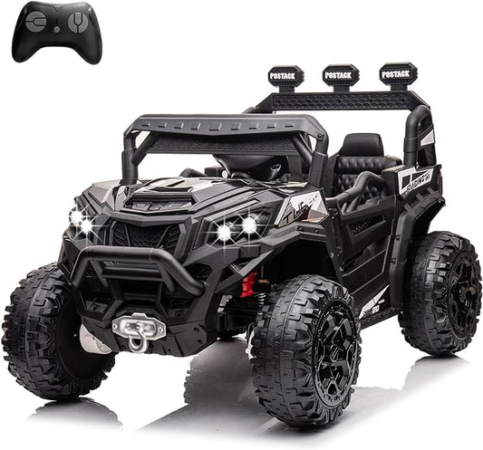 4x4 Kids Ride On Car with Remote Control, 24V Battery Powered Ride On Truck 4WD/2WD Switchable Electric Car for Kids Ride On UTV for Boys with Car Key LED Lights Music, Black…
