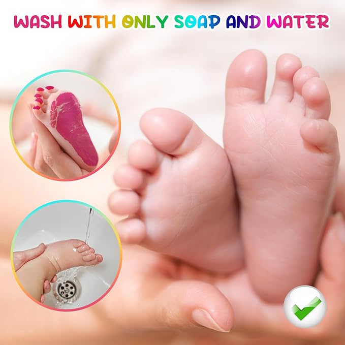 75ml Pink Baby Hand and Footprint Ink Kit, Baby Handprint Footprint Paint for Newborn Keepsake, Dog Cat Paw Print Kit, Washable, Non Toxic Acid-Free, Safe Gentle for Ideal New Mom Gifts