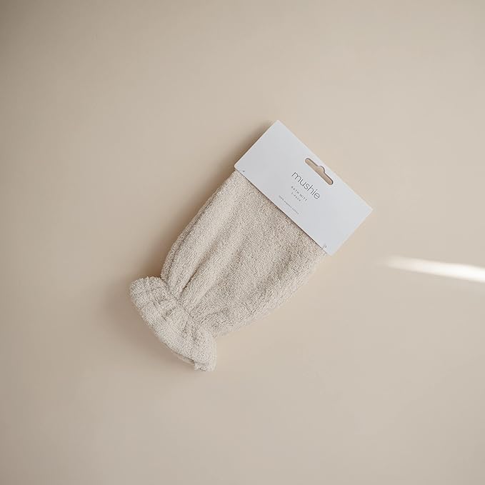 mushie Baby Bath Mitt | Organic Cotton | Pack of 2 (Fog)
