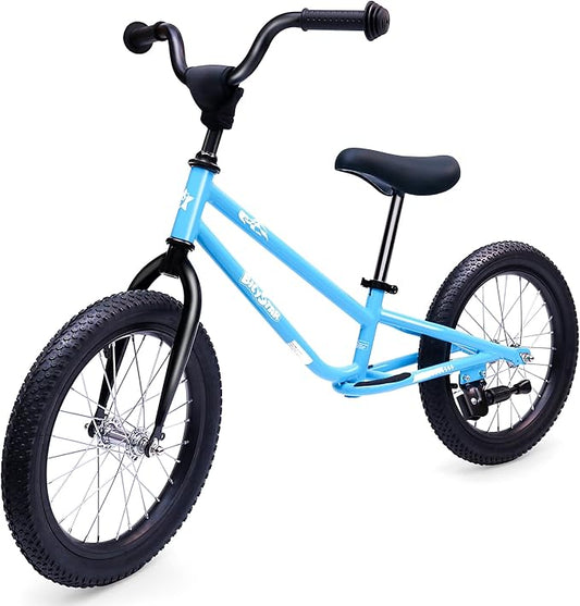 16 Inch Kids Balance Bike for 5-8 Year Old, BMX Kids Bike with No Pedals, Air Rubber Tires, Footrests, Adjustable Height for Big Kids, Boys, Girls