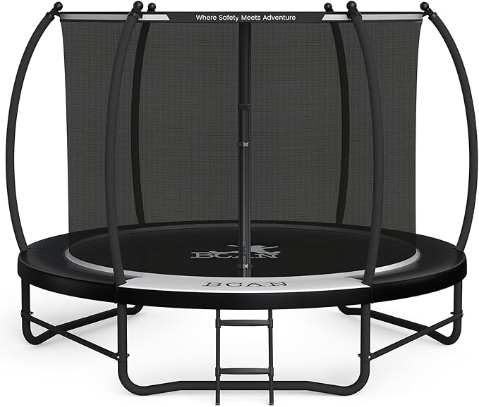 BCAN 8FT 10FT 12FT 14FT 15FT 16FT Recreational Trampoline with Enclosure for Kids Adults, ASTM Approved, Outdoor Trampolines with Ladder for Kids