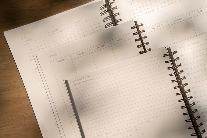 Anecdote Planner 2026 (8.5" x 10") Spiral Yearly Planner - 2026 Planner Weekly and Daily - Features a Library Buckram Cover, Brass and A4 Size Bleed-Resistant Paper - Organize All 52 Weeks. Start Anytime – Blossom