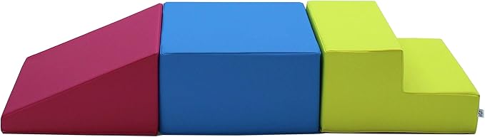 Factory Direct Partners - 11618-LMRS SoftScape Toddler Playtime Climber, Indoor Active Play Structure for Toddlers and Kids, Safe Soft Foam for Crawling and Sliding (3-Piece Set) - Lime/Raspberry