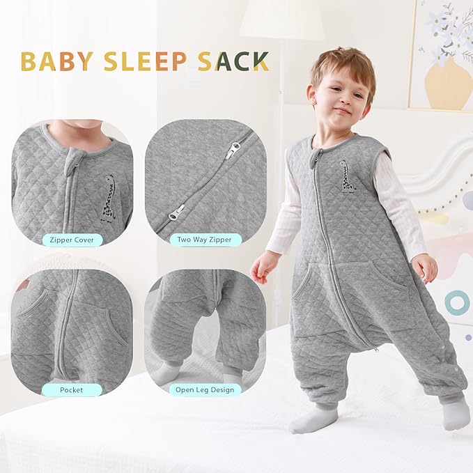 HOMEAL Toddler Sleep Sacks, 2t & 3t, 1.0 TOG Baby Sleep Sack with Legs - Wearable Blankets for Kids