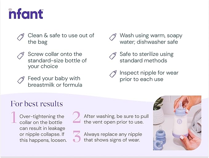 nfant | 3X Standard Flow Nipple, Green (27ml/min), 4-Pack