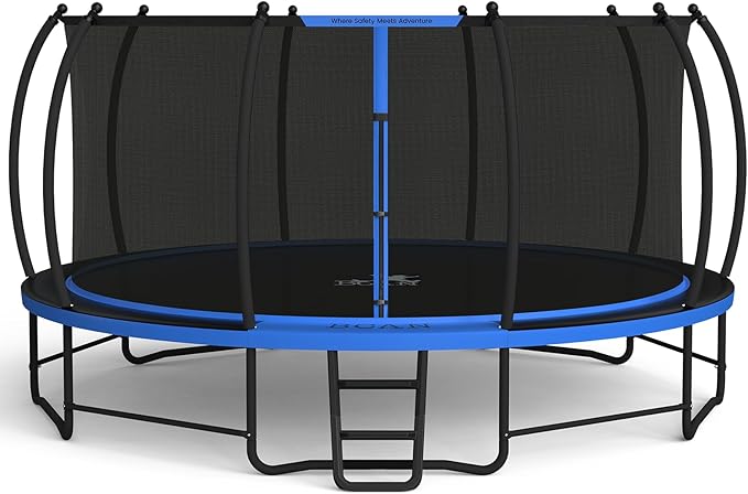 BCAN 8FT 10FT 12FT 14FT 15FT 16FT Recreational Trampoline with Enclosure for Kids Adults, ASTM Approved, Outdoor Trampolines with Ladder for Kids