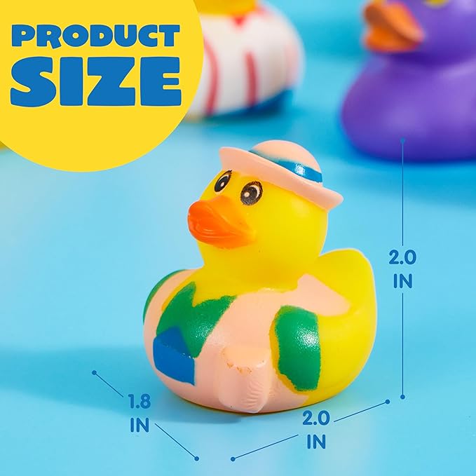 JOYIN 15 Pcs Rubber Ducks, Random Assortment Ducks Bulk with Mesh Carry Bag, Mini Rubber Duckies for Baby Bath Toys, Kids Toddler Summer Pool Toys Birthday Gifts Party Favors
