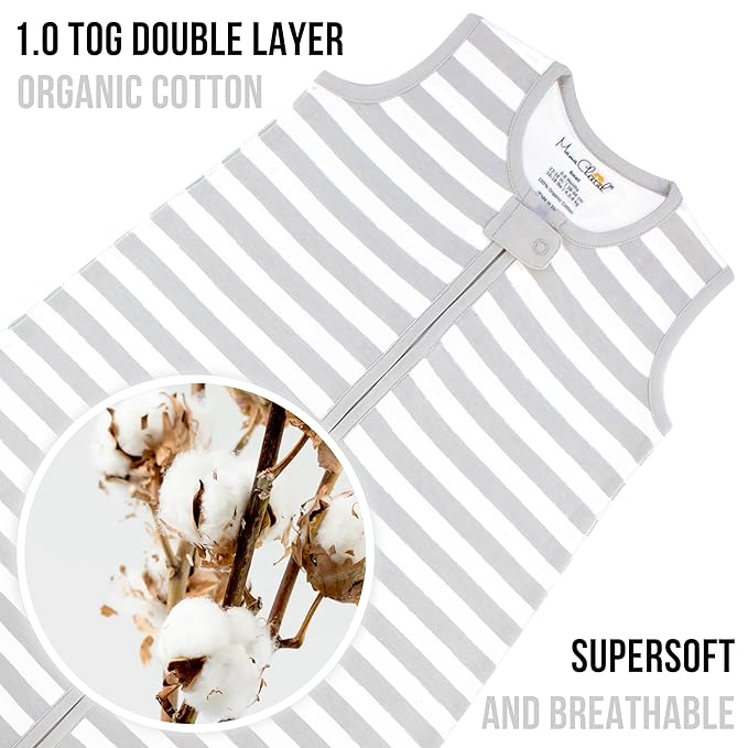 Baby Sleep Sack 1.0 TOG, Organic Cotton Baby Wearable Blanket with Two-Way Zipper, Swaddle Transition Baby Sleeping Bag, All-Season Sleep Sack for Newborn Infant Toddler Boy Girl, 2-Pack, 18-24 Month