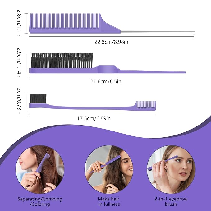 Curl Defining Brush, Curly Hair Brush, Slick Back Hair Brush, For Combing and Shaping Curls in All Hairstyles to Reduce Pulling (Purple)