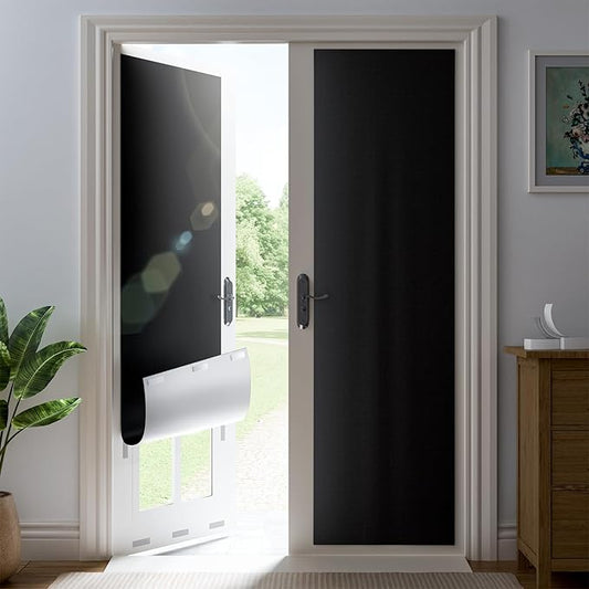 37" W x 72" L 100% Portable Blackout Curtains, Total Darkness No-Drill Black Out Window Cover,Temporary Blackout Shades with Hook & Loop Tape, for Bedroom, Nursery, Dorm, Travel (Black)