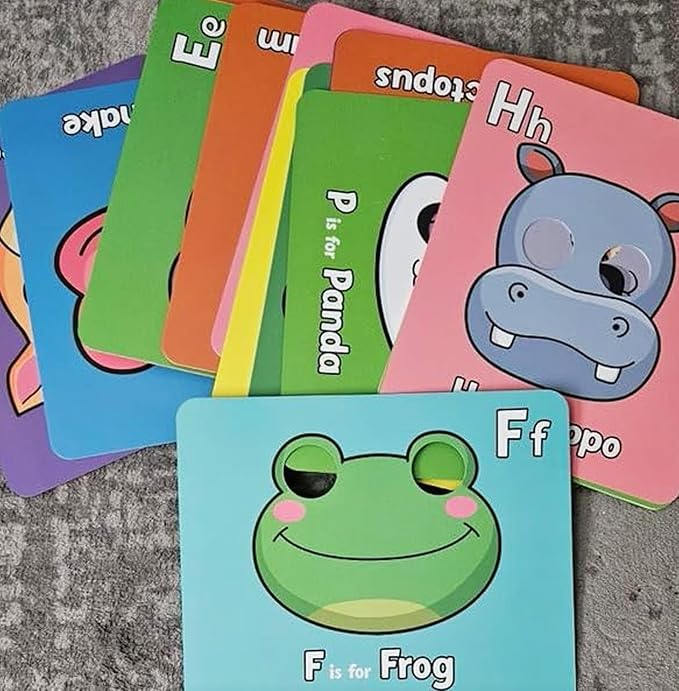 Alphabet Flash Cards,Giant ABC Animal Mask Flash Cards,with Animal Masks, Colorful Alphabet Mask Cards, Interactive Education Games (26pcs)