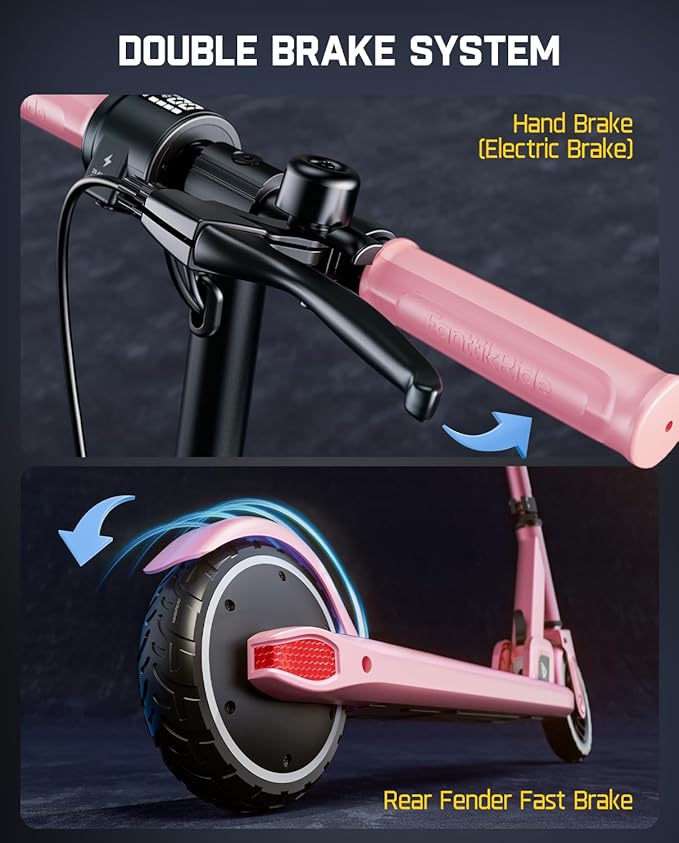 FanttikRide T9 Electric Scooter for Kids 4.3-5.6 ft, 7/10/12 MPH, LED Battery Level, Height Adjustable and Foldable, Electric Scooter for Kids, for Teenager, Up to 40 mins