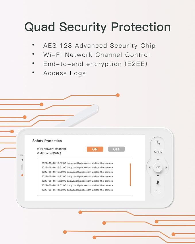 ARENTI Video Baby Monitor with Camera and Audio, 5-inch Smart Baby Camera Monitor with Free Phone App, 1080P, VOX, PTZ, One-Touch Call, Temp Sensor, Lullaby, Night Vision, Auto Tracking, 2-Way Talk