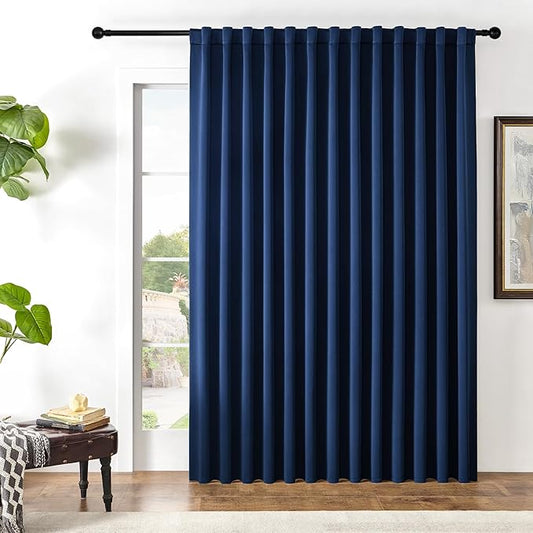 Joydeco Custom Blackout Curtains for Bedroom, 1 Panel Room Darkening Curtains & Drapes for Living Room Window Rod Pocket Back Tab (Custom Size,Navy Blue)