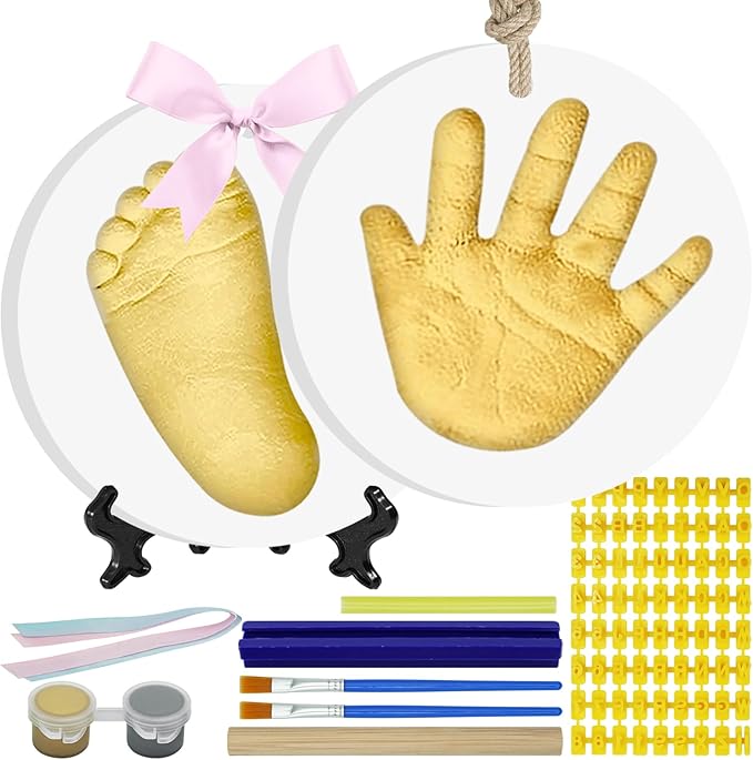 Baby Hand & Footprint Keepsake Kit - Personalized Handprint Footprint Ornament for Newborn Babies, New Mom Gifts, Baby Shower & Registry, Nursery Picture Frame, Pet Paw Print Ornament