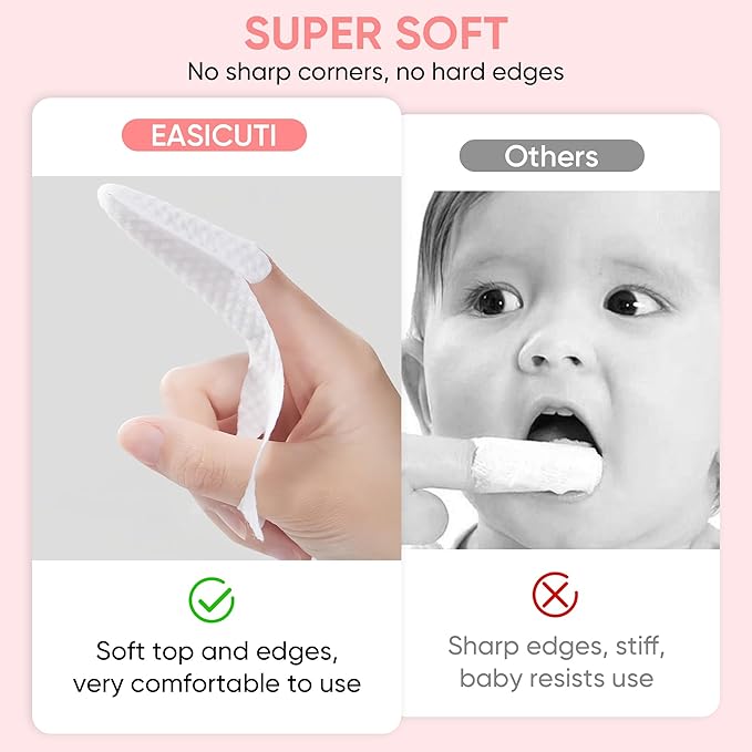 EASICUTI 40Pcs Baby Finger Toothbrush, Dry Wipes Baby Toothbrush, Baby Tongue Cleaner, Newborn Tooth and Gum Wipes, BAB y Oral Cleaner, Infant Toothbrush Mouth Clean for 0-36 Month