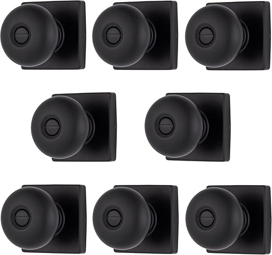 BRINKS – Contemporary Privacy Locking Interior Ball Door Knob, Matte Black - Designed for Sleek and Modern Homes and Blends Seamlessly with Interior Décor (E2436-122) (8 Pack)