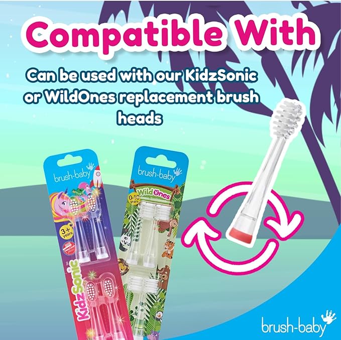 Brush‑Baby - KidzSonic Flamingo Kids Electric Toothbrush for Ages 3+ with Disco LED Lights, Gentle Sonic Vibrations, 2-Minute Smart Timer & 30‑Second Pulse Reminders – AAA Battery Included