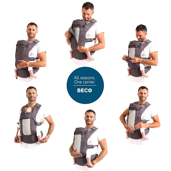 Beco Baby Carrier 8 Hybrid Newborn to Toddler Carrier (7–45 lbs) - All in 1 Breathable Mesh, Ergonomic Baby Backpack - Front & Hip Carrier with Adjustable Seat – Rust