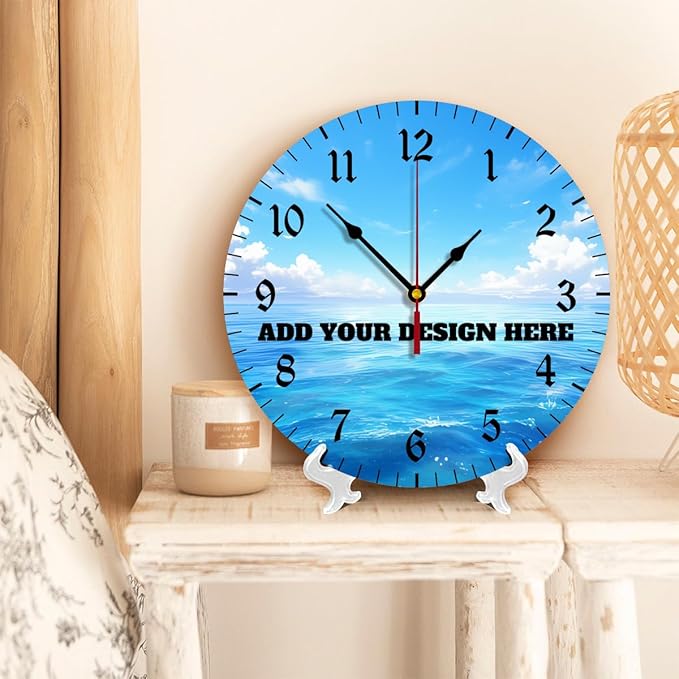 Generic Custom Wall Clock Personalized Clocks with Photo Text Logo Silent Non Ticking Round Decoration for Kitchen Family Friends Gifts, 12inch-30cm