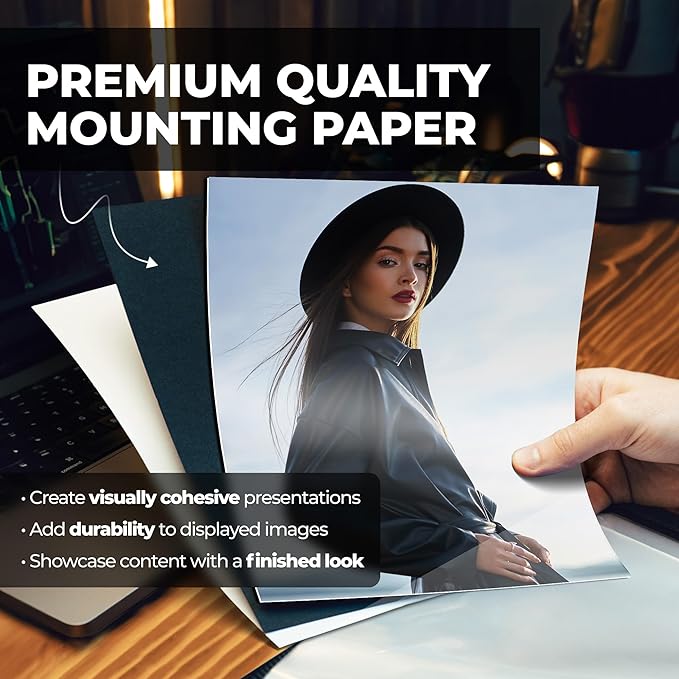 Dunwell Photo Album 8x10 (Black) with Mounting Paper, 8 x 10 Photo & Art Portfolio Presentation Binder, 24 Clear Sleeves Display 48 Pages, Professional Photography Book for Portraits, Artwork