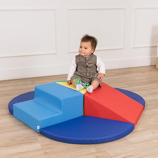 Factory Direct Partners 13800-AS SoftScape Toddler Playtime Junction 360 Climber Plus Side Pads, Indoor Active Play Structure for Toddlers and Kids; Safe Soft Foam (7-Piece) - Assorted