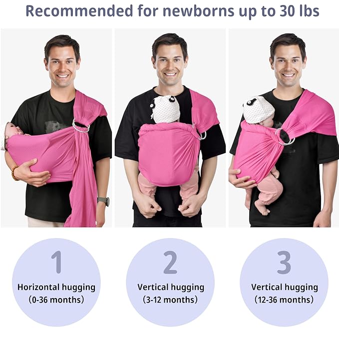 CUBY Water Baby Sling Carrier Lightweight Breathable Mesh Baby Wraps Carrier Adjustable Ring Sling Quick-Drying Baby Carriers Sling for Newborn Toddler Summer Swimming Pool Beach (Pink)