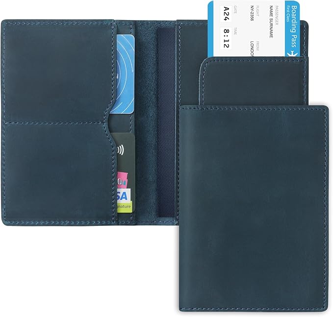 Jack&Chris Leather Passport Holder, Handmade Passport cover, Travel Wallet Cover Case for Men and Women, Leather Travel Documents Organizer Protector, JC107