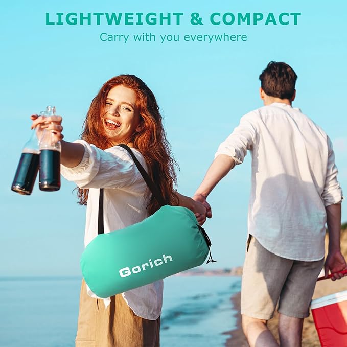 Gorich Portable Beach Tent for 3/4-5/6-7 Person with UPF 50+ UV Protection, Lightweight & Foldable Sun Shelter with 5 Sand Bags, Easy Setup Windproof Beach Umbrella Sun Shade