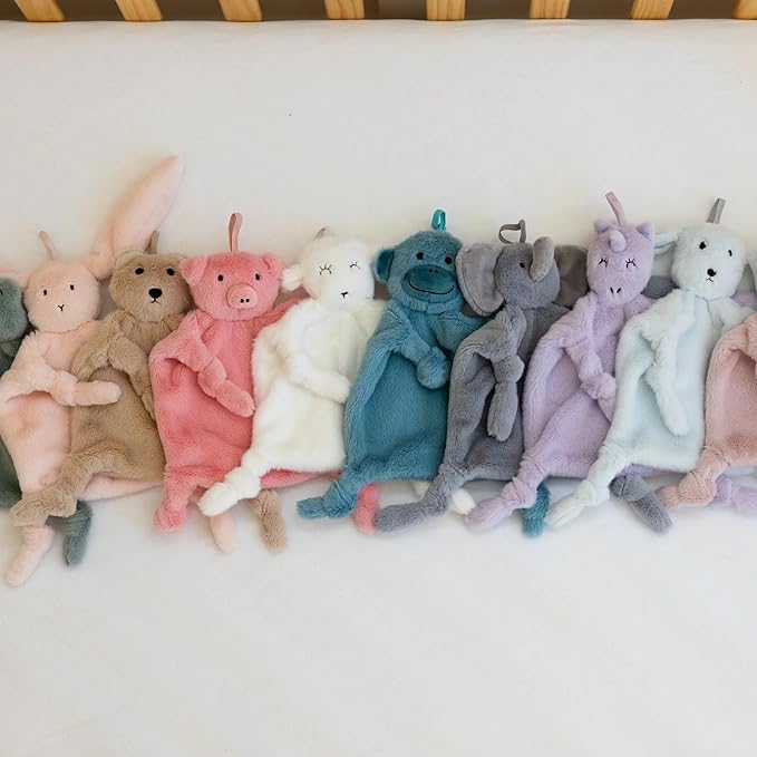 Bella Tunno Bubbi Buddy – Soft, Plush Lovey Pacifier Holder for Baby Pacifiers to Soothe, Comfort, and Bring Baby Teething Relief, Colorful Animal-Themed Baby Lovey (Monkey)