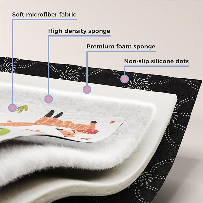 Baby Play Mat 71" X 59" Playpen Mat Upgraded Thicken Baby Floor Play Mat Non-Slip Cushioned Crawling Mat Waterproof Activity Playmats for Babies Toddlers Infants (71X59, Letter Fox)