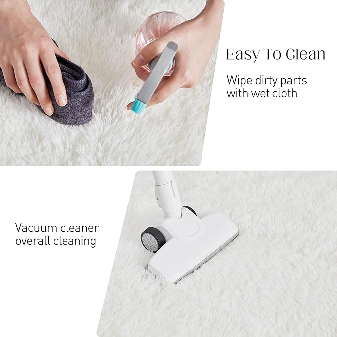 9x12 White Fluffy Plush Area Rug, Ultra Soft Bedroom Rug Indoor Carpet, Anti-Skid High Pile Luxury Rugs for Nursery, Kids Room, Playroom, Home Decoration