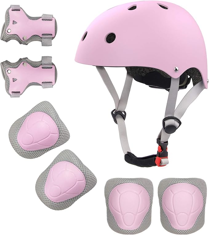 Kids Bike Helmet and Pads Set for Ages 2–14, CPSC Certified Adjustable Helmet with Knee Elbow Wrist Guards, for Skateboard, Scooter, Skating, Rollerblading, Multi-Sport Protective Gear