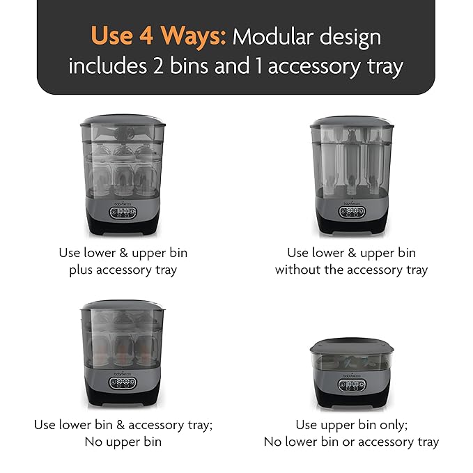 Baby Brezza Bottle Sterilizer and Dryer Advanced – 33% Faster - Largest Capacity Steam Sanitizer - Universal Sterilization Machine for All Bottles + Pump Parts - HEPA Air Filter, Charcoal