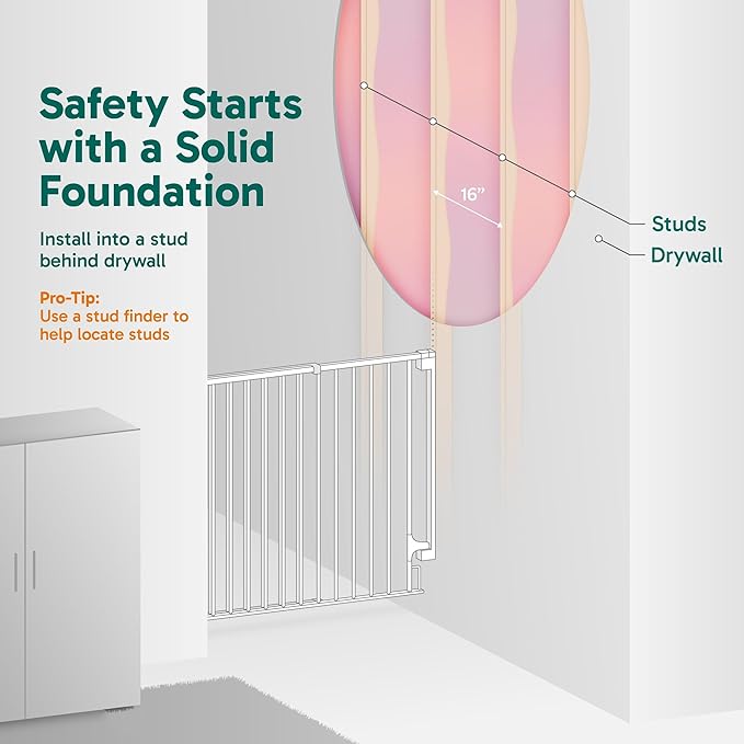 Cumbor 29.2-43" No Bottom Bar Baby Gate for Stairs, 2-in-1 Hardware Mounted Dog Gate Indoor, Pet Gate for Doorways with Large Walk Thru Door, Child-Proof Safety Gate for Top & Bottom of Stairs (Brown)