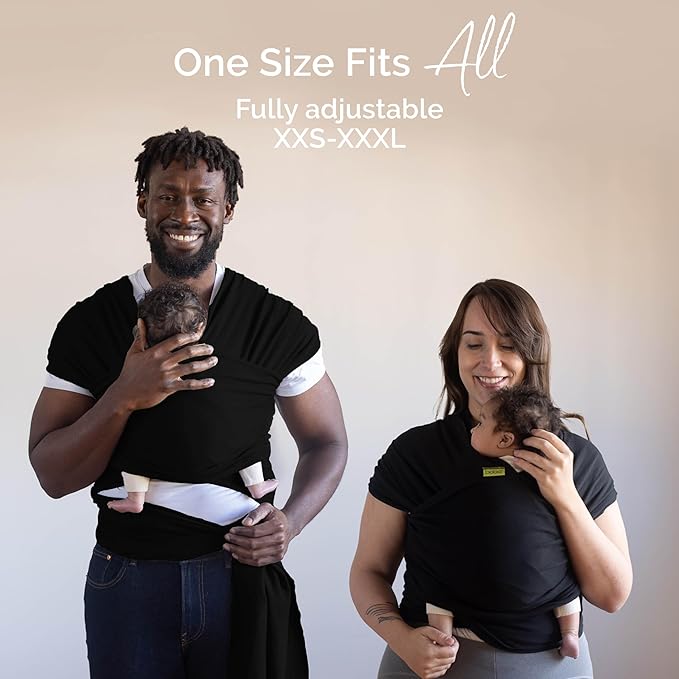 Boba Baby Wrap Carrier – Original Baby Sling Carrier for Newborns (7–35 lbs), Soft, Secure, Hands-Free & Ergonomic, Ideal for Comfortable Bonding, New Parents (Black)
