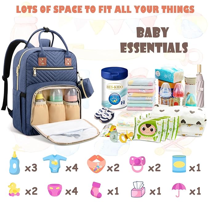 Baby Diaper Bag Backpack, Travel Diaper Bags for Baby Girl Boy Large Capacity Baby Bag Backpack for Women Peacock Blue