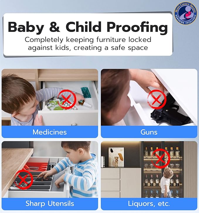 Anweller Smart Cabinet Lock, Hidden No Drill Keyless Electronic Digital Bluetooth RFID Magnetic Child Safety Baby Proofing Drawer Lock for Cupboard Closet Liquor Adults Secret Cabinets - White Orange