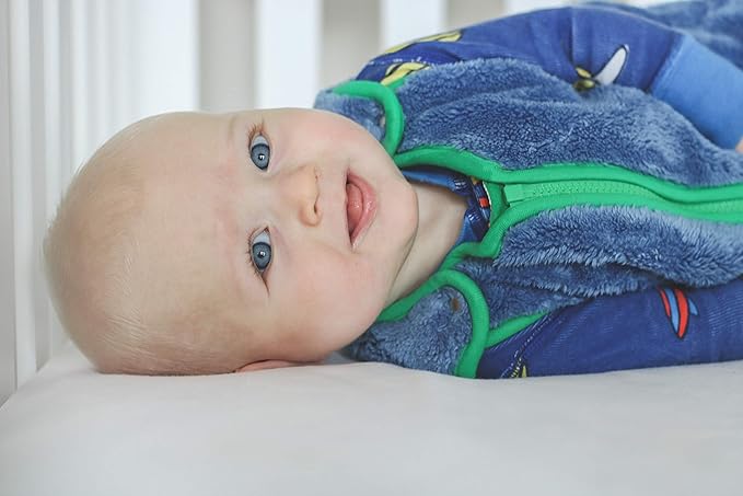 baby deedee Sleep Nest Teddy Baby Sleeping Bag, Fuzzy Dino, Small (0-6 Months)