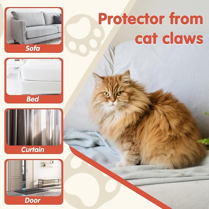 18 Pcs Large Cat Scratch Furniture Protector, Transparent Couch Protector from Cat Claws, Single-Sided Self Adhesive Anti Pet Deterrent Sofa Cover, 14in