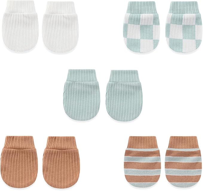 5 Pairs Baby Not Scratch Mittens 0-6 Months New Born Boy Girl Gloves Cute Infant Accessories