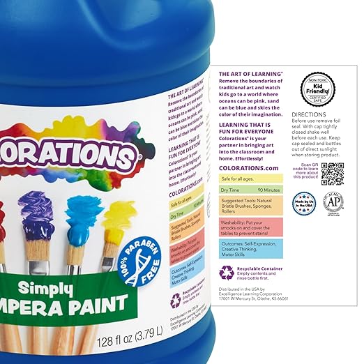 Colorations Paraben-Free Tempera Paint for Kids - 1 Gallon, Vibrant Violet. Non-Toxic and Made in the USA, Classroom Must Haves, Bulk Arts and Crafts Supplies