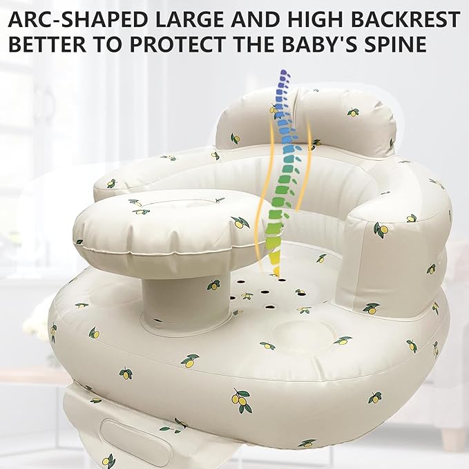 Baby Inflatable Seat for Babies 3-36 Months, Built in Air Pump, Olive Baby Support Seat Summer Toddler Chair for Sitting Up, Baby Shower Chair Floor Seater, Infant Back Support Sofa, Green