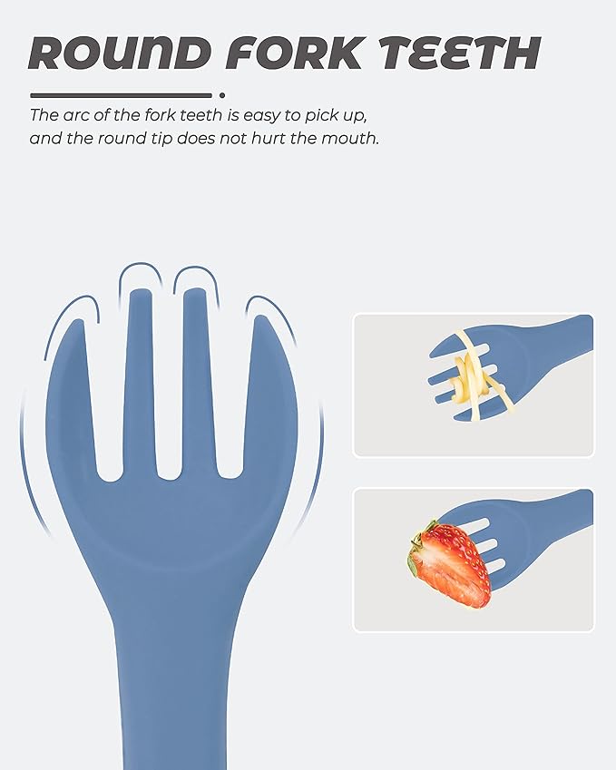 10 Pcs Silicone Baby Spoons and Forks, Chewable Utensils for Self-Feeding, Kids Utensils for Over 6 Months Babies