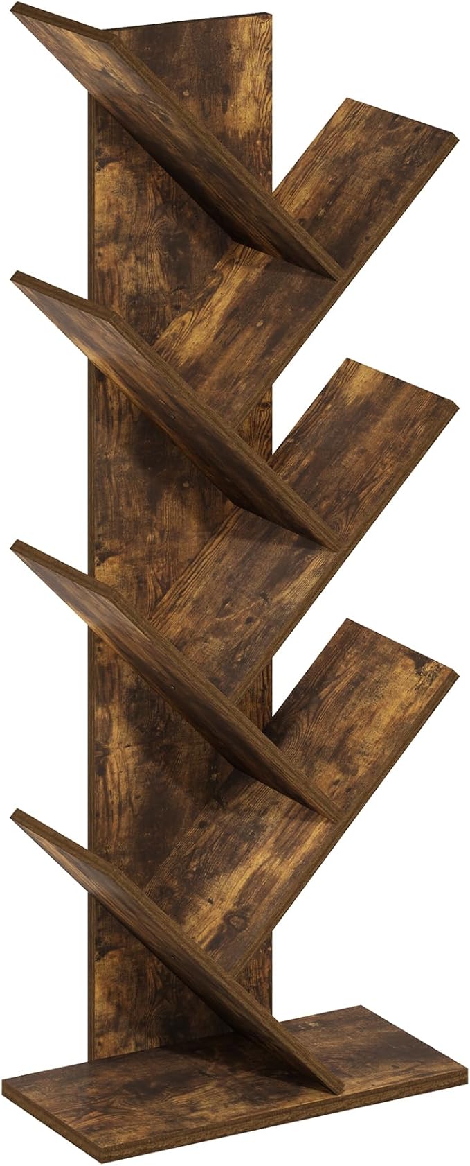 Furinno Tree Bookshelf 7-Tier Floor Standing Tree Bookcase, Amber Pine