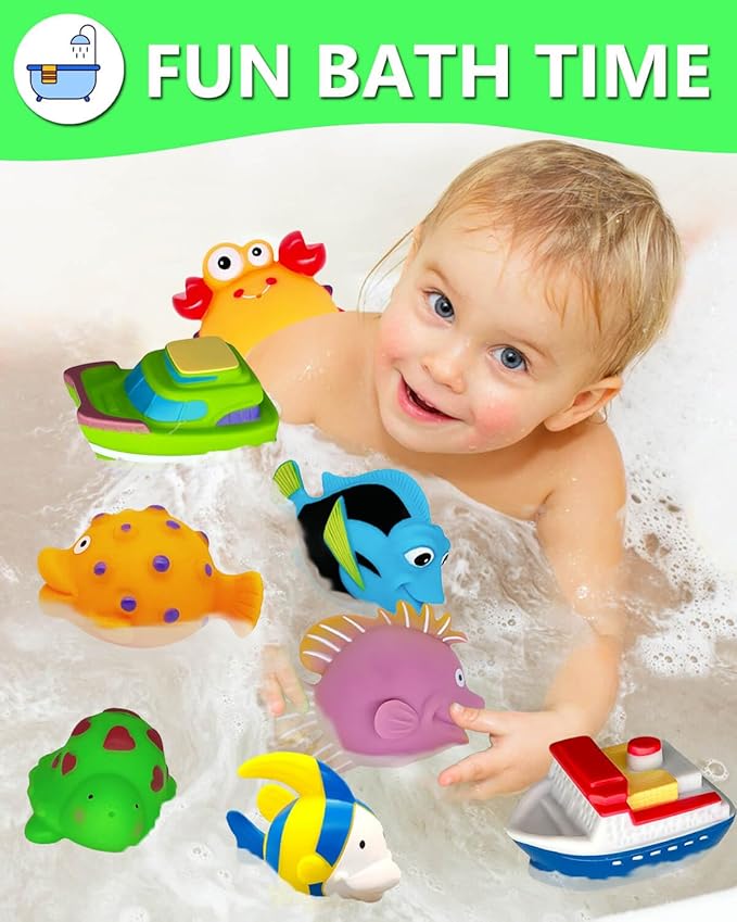 Bath Toys for Kids Ages 1-3 - Mold Free Bath Toy for Babies 6-12 Months - Toddler Pool Bathtub Water Table Toys - Valentines Day Gifts for 1 2 3 Year Old Boys Girls Easter Basket Stuffers Toy Boats