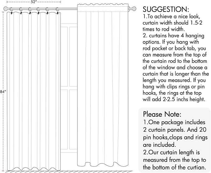 ANRODUO Back Tab Blackout Curtains for Bedroom Living Room, Rod Pocket Pinch Pleated Thermal Insulated Room Darkening Curtains 90 Inches Long 2 Panels, Cream Beige, 52 x 90 Inch