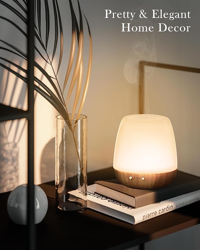 Glass Essential Oil Diffuser, 180ml Ultrasonic Aroma Diffuser for Essential Oil Large Room, Auto-Off Timer & Night Light with 7 Mood Lights, Quiet, Air Diffusers for Home Bedroom Office, Gift Idea